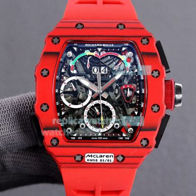 Swiss Quality Richard Mille RM50-03 McLaren F1 Carbon Watch Red Rubber Strap